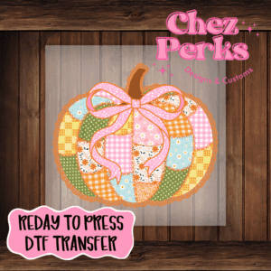 Floral Patch Pumpkin Pink Bow DTF TRANSFER