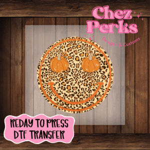 Leopard Smiley Pumpkin Eyes DTF TRANSFER