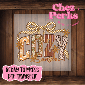 Cozy Season Patterns Checkered Bow DTF TRANSFER