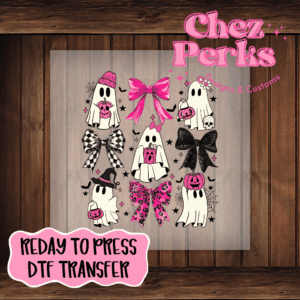 Pink & Black Ghost Bow Collage DTF TRANSFER