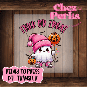 Pink Girl Ghost Trick Or Treat DTF TRANSFER