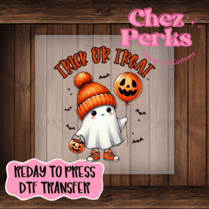 Orange Boy Ghost Trick Or Treat DTF TRANSFER