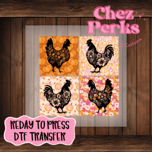 Floral Pumpkin Chicken DTF TRANSFER