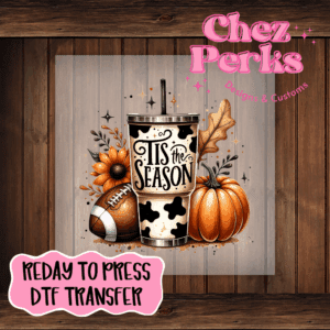 Tis The Season Pumpkin Football Tumbler DTF TRANSFER