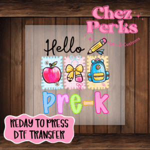 Hello Pre-K Grade Doodle Back-to-School DTF TRANSFER