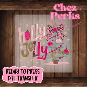 Holly Jolly Pink Leopard Christmas Tree DTF TRANSFER