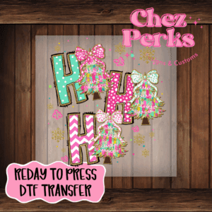 Ho Ho Ho Pink Christmas Trees DTF TRANSFER
