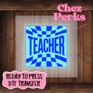 Teacher Preppy Light Blue Royal Checker DTF TRANSFER
