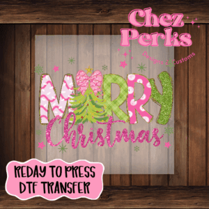 Holiday Glam Merry Christmas DTF TRANSFER