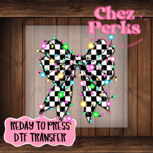 Checker Christmas Light Bow DTF TRANSFER