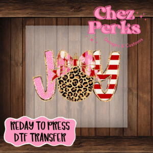 Joy Leopard Ornament Bow DTF TRANSFER