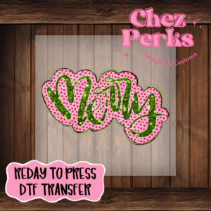 Merry Pink Green Sparkle DTF TRANSFER