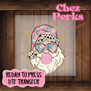 Bubble Gum Santa Floral Hat DTF TRANSFER