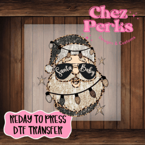 Vintage Sparkle Santa Baby DTF TRANSFER