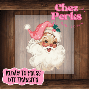Santa Clause Pink Hat DTF TRANSFER