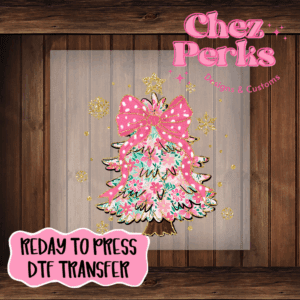 Floral Pink Christmas Tree DTF TRANSFER