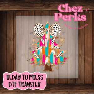Brushstroke Bright Christmas Tree Bow DTF TRANSFER