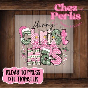 Merry Christmas Pink Green DTF TRANSFER