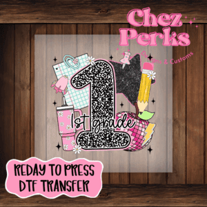 Black Pink First Grade Collage DTF TRANSFER