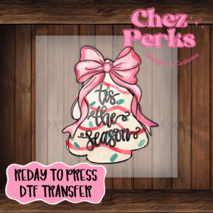 Tis The Season Christmas Tree Cake Pink DTF TRANSFER