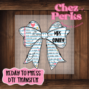 CUSTOM School Paper Bow ( Pick Your Text ) Dtf Transfer