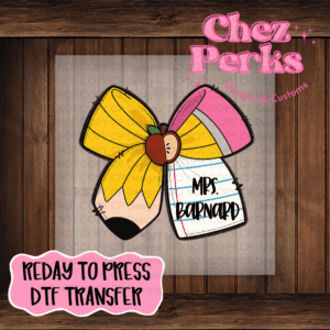 CUSTOM Apple Pencil Bow ( Pick Your Text ) Dtf Transfer ADULT