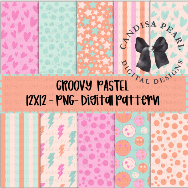 Digital Pattern Groovy Pastel 10-Bundle PNG DIGITAL DOWNLOAD – Custom ...