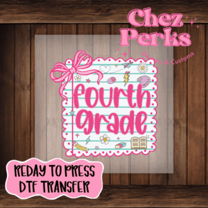 Preppy Fourth Grade Pink Bow DTF TRANSFER