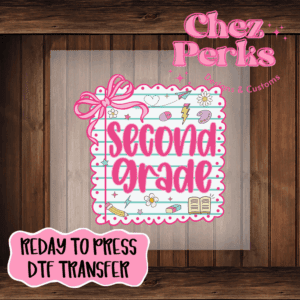 Preppy Second Grade Pink Bow DTF TRANSFER