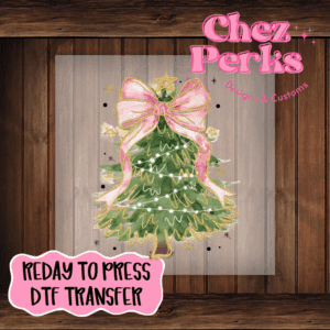 Green Tree Pink Bow DTF TRANSFER