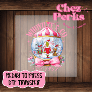 Whoville & Co. Pink Snow Globe DTF TRANSFER