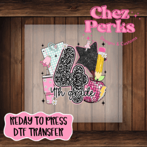 Black Pink Fourth Grade Collage DTF TRANSFER