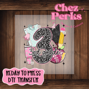 Black Pink Third Grade Collage DTF TRANSFER