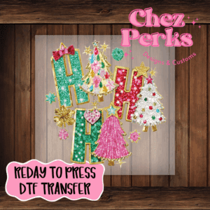 Ho Ho Ho Sparkle Christmas Tree DTF TRANSFER