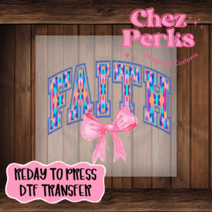 Faith Paint Strokes Pink Bow DTF TRANSFER