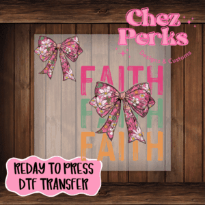 Faith Floral Bow With Pocket DTF TRANSFER