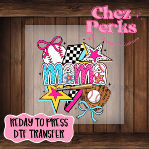 Neon Baseball Mama DTF TRANSFER