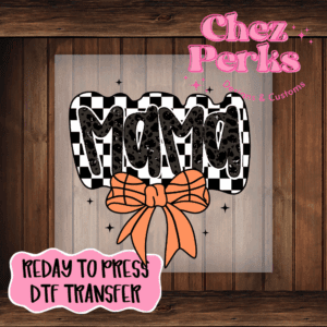 Checkered Mama Basketball Bow DTF TRANSFER