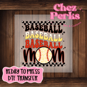 Checkered Baseball Baseball Mom DTF TRANSFER