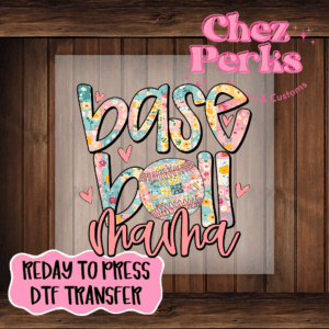 Floral Baseball Mama DTF TRANSFER