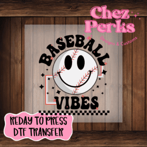 Baseball Vibes Smiley DTF TRANSFER