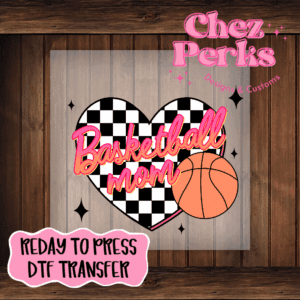 Basketball Mom Checkered Heart DTF TRANSFER