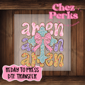 Amen Stacked Floral Cross DTF TRANSFER
