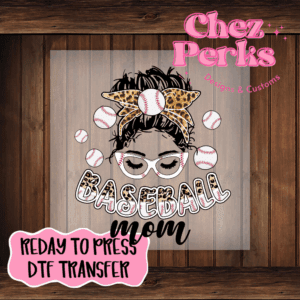 Baseball Mom Messy Bun DTF TRANSFER