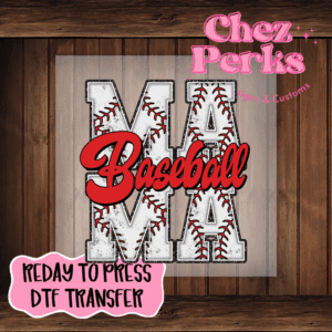 Red Baseball Stacked Mama DTF TRANSFER