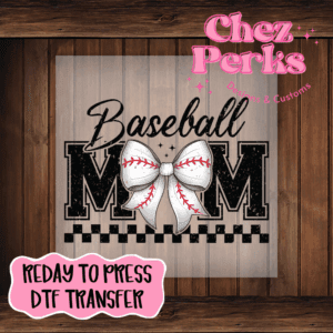 Baseball Mom Bow DTF TRANSFER