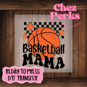 Basketball Mama Checkered Background Orange Stars DTF TRANSFER
