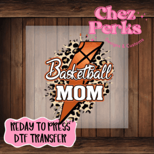 Basketball Mom Bolt Leopard Background DTF TRANSFER