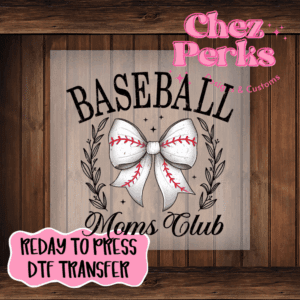 Baseball Bow Moms Club DTF TRANSFER