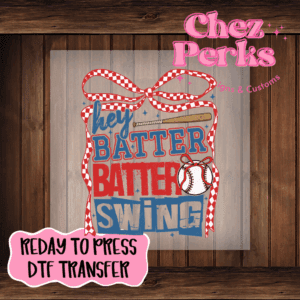 Batter Batter Swing Checkered Bow DTF TRANSFER